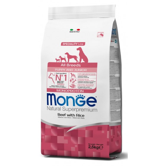 MONGE ALL BREED PUPPY MONOPR. MANZO RISO KG.2,5