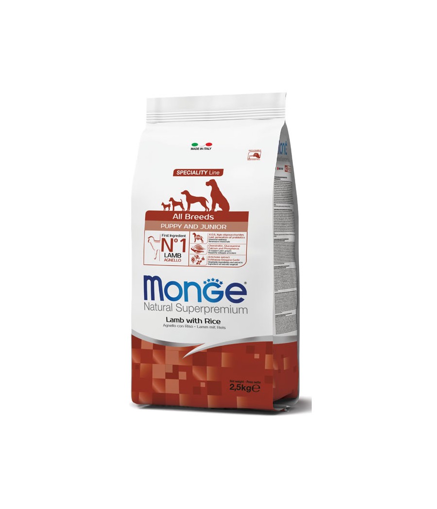 MONGE DOG PUPPY JUNIOR AGNELLO RISO 800GR ALL BREEDS