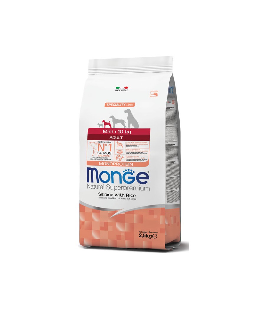 MONGE MINI ADULT SALMONE RISO GR.800