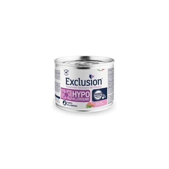 EXCLUSION HYPOALLERGENIC PUPPY MAIALE PISELLI UM 200GR  DIET MAIALE PISELLIO
