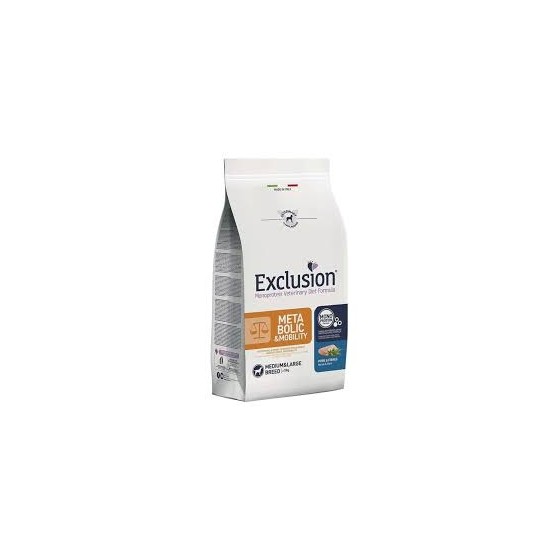 EXCLUSION METABOLIC MOBILITY MAIALE E FIBRE MED/LARGE 2KG DIET PORK & FIBRES new