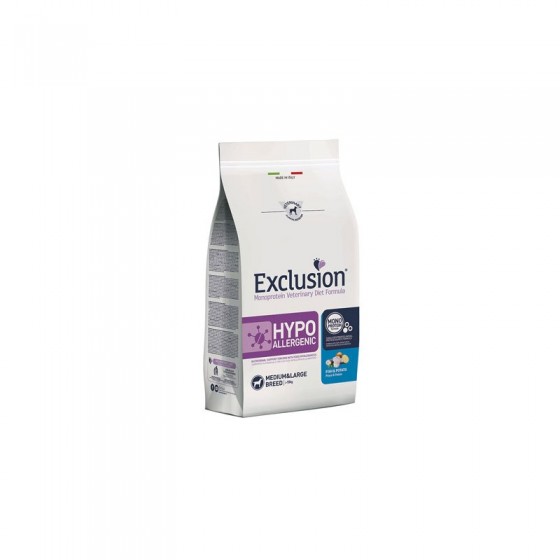 EXCLUSION HYPOALLERGENIC PESCE PATATE MED/LARGE 12KG  DIET FISH&POTATO new